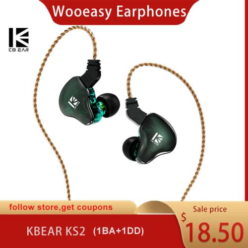 KBEAR KS2 1BA+1DD In Ear Earphones HIFI Sprot Monitor Earbuds Running Game Headset with 2Pin 0.78mm Connector KBEAR KB04 TRI I3
