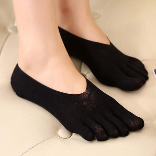 Fashion Women Cotton Lace Five Toe Sock Anti skid Invisible Low Cut Socks Summer Ultra-thin Breathable Sock Slippers