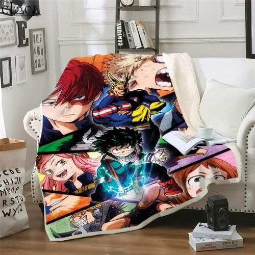 Custom Blanket Anime My Hero Academia Comics Printed Throw Blankets for Beds Teenager Home Decoration Double Layer Quilt