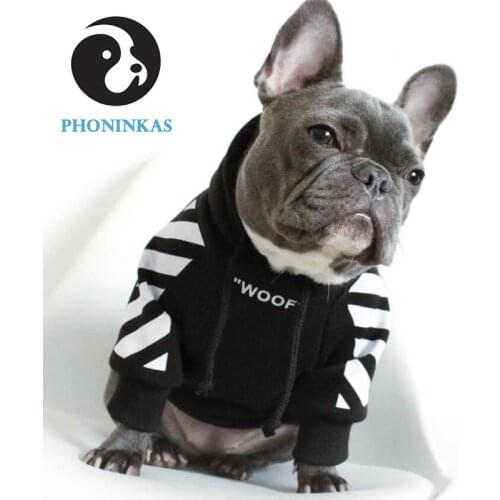 French Bulldog Retro Dog Hoodie Adidog Winter Warm Fleece Inside Soft Pet Clothes Stripe Sweatshirt Pugs Puppy Clothing Jacket