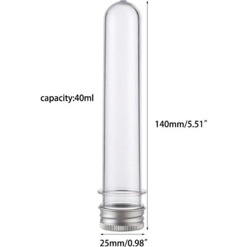 Plastic Test Tubes Clear and Transparent Candy Storage Containers with Screw Caps 40ml 10PCS