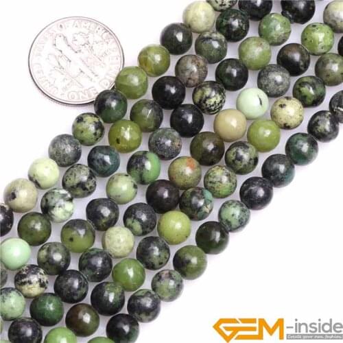 6mm Round Natural Green Grass Turquoises Stone Gem Stone Semi Precious Beads DIY Loose Beads For Jewelry Making 15"Wholesale