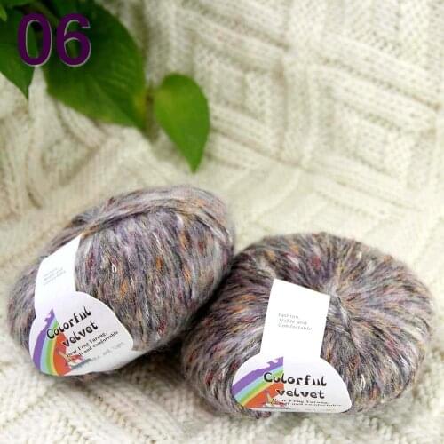 Sale of 2ballsX50g thread camel hair color broken line knitted scarf coat line mohair wool needlework Colorful Grey 824-06-2