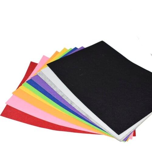 A4 mix 10 color 2mm Adhesive Felt sheet Kindergarten handmade DIY Handicraft Class Material Fabric vilt Sticker Needlework felt