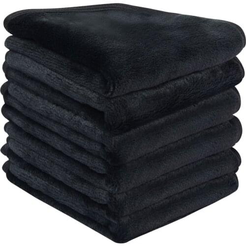 SUNLAND Microfiber Face Cloths Beauty Makeup Removal Cloths Reusable Facial Cleansing Towel Washcloth 10inX10in 6 Pack Black