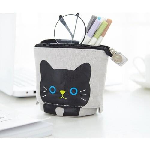 Cute Cat Pencil Case Fabric School Tiny Supplies Stationery Gift School Office Cartoon Pencil Storage Box Pencil Organizer Bag