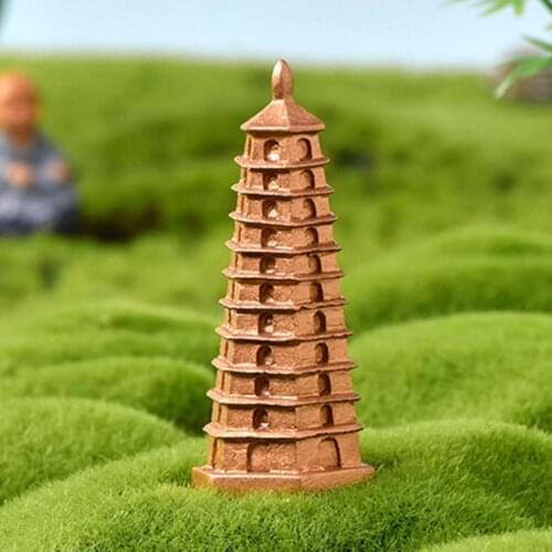 Universal Dollhouse Golden Color Tower Figurine Wear-resistant Fairy Garden Tower Model High Simulation for Decoration