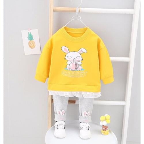 Spring Autumn Baby T-shirt Pants Suits Toddler Tracksuits Children Girls Cartoon Style Clothing Sets Kids Clothes 1 2 3 4 5 YEAR