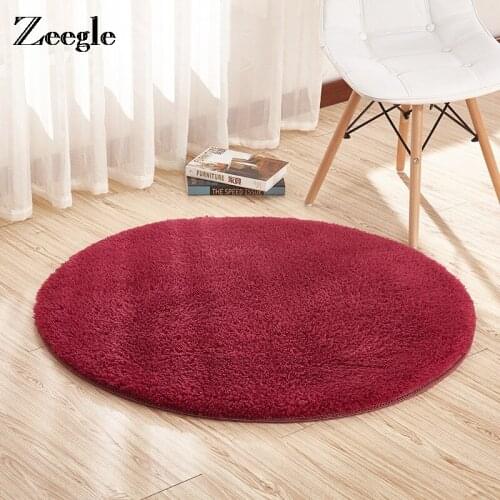 Zeegle Plush Shaggy Round Carpet For Living Room Absorbent Floor Mat Anti-slip Bathroom Rug Kids Room Computer Chair Rug