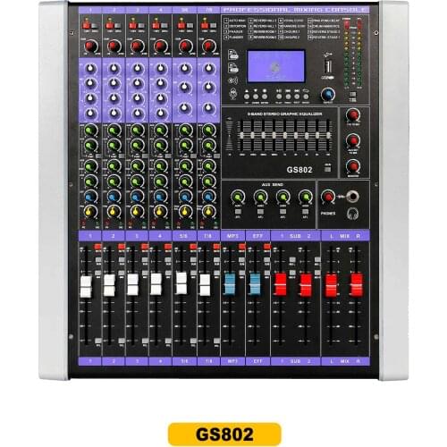 Leicozic GS802 +48V Audio Mixers 8 Channel Mikser DJ Equipment Usb MP3 & Bluetooth Profissional Mixing Consolas Sound System