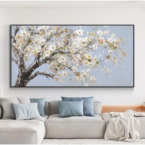100% Hand Painted Flowers Tree Oil Painting On Canvas Morden Decorative Wall Art Pictures For Living Room Home Decoration