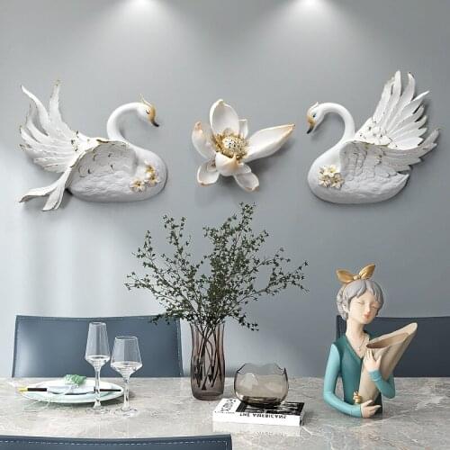 3D Swan wall hanging wall stickers Room decoration accessories Modern Aesthetic room decor Creative Light luxury Room Home decor