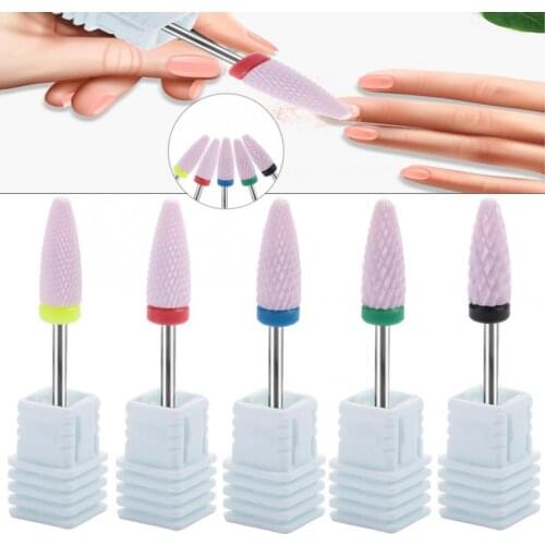 5 Types Ceramic Cylinder Shape Grinding Nail Drill Bit for Nail Polishing Manicure Nail Art Manicure Drill Nail Art Accessories