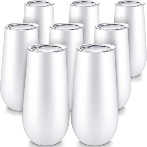 8Packs Stemless Champagne Flutes Wine Tumbler, 6 OZ Double-Insulated Wine Tumbler with Lids Cocktail Cups