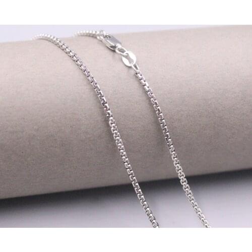 Au750 Real 18K Rose Gold Chain Neckalce For Women Female 1.7mm Hollow Box Choker Gold Necklace 18''L Gift