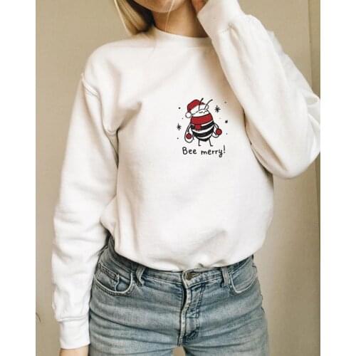 BEE MERRY. COLORED Christmas Sweatshirt funny women kawaii fashion hipster unisex vintage outfit graphic Jumper Pullovers tops