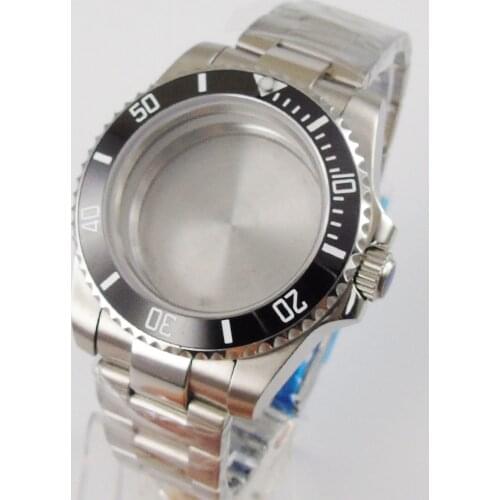 Fit NH35/NH36 High Quality 40mm Watch Case Sapphire Glass With Magnifier + Watch Strap Rotating Bezel