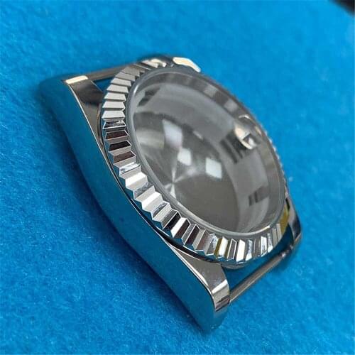 Mineral Glass Mirror Case 36MM Stainless Steel Watch Case for 8215/2813/8205/8200 Mechanical Watch Movement