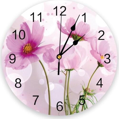 Gesang Flower Fresh Silent Decorative Wall Clock Digital Clock Operated Round Home Office School Clocks