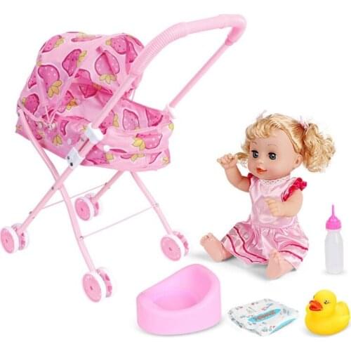 Premium Quality New Cute Baby Stroller Trolley Doll for Toddler Pretend Play Toy Pram Pushchair Christmas Xmas Birthday Gift