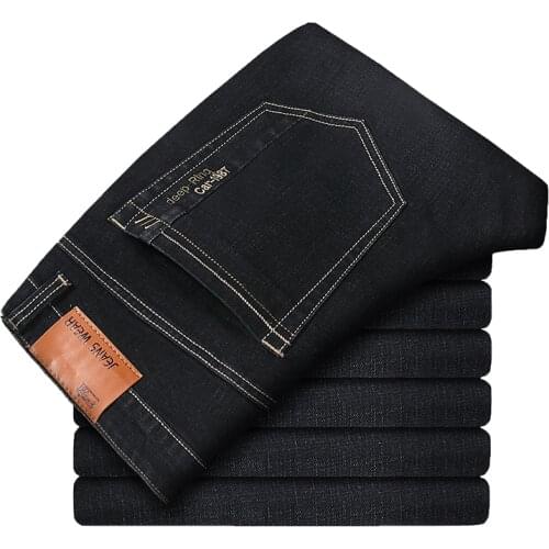 Cotton Mens Jeans Denim Pants Brand Classic Clothes Overalls Straight Trousers for Men Black Oversize Large Size 35 40 42 44 46