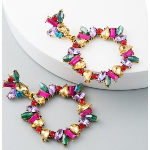European And American Exaggerated Earrings Female Alloy Earrings Fashion High-End Retro Earrings With Rhinestones