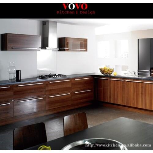 High gloss wood grain uv kitchen cabinet with soft closing door and drawer