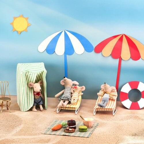 Aizulhomey Baby Play House Toys Sunbathing Lounger Tent Vacation Set Dollhouse Furniture 1/12 OB11 Photo Bjd Lol Accessories