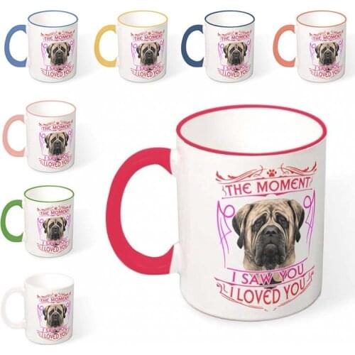 Dog Series Mug Pug Ceramic Mugs Coffee Cup Milk Cup with Colorful Handle Creative Drinkware Customable Mugs for Memorial Gifts
