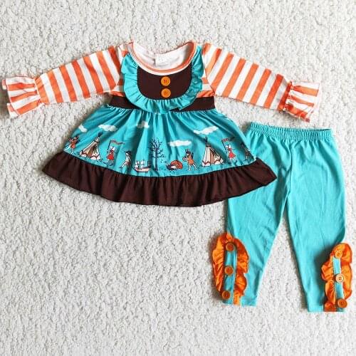 Hot Sale Baby Girls Designer Clothes Halloween Thanksgiving Kids Girls Clothing Tunic Legging Fashion Wholesale Children Clothes