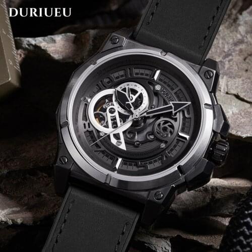 German Heavy Industry Self-wind Mechanical Watch Men Automatic Big Square Black rubber Wrist Watches Reloj Hombre Luxury Clock
