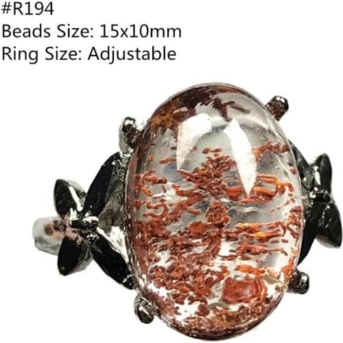 Natural Red Ghost Phantom Quartz Ring For Woman Man Silver Crystal Garden Beads Gemstone Beauty Adjustable Ring Jewelry AAAAA