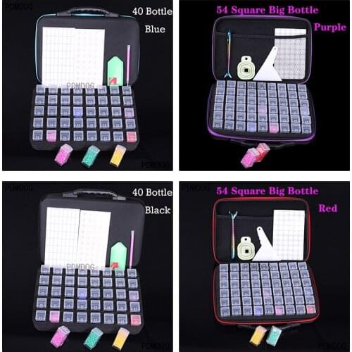 New 40 Or 54 Big Square Bottles Round Diamond Painting Box Tool Container Storage Box Carry Case Holder Hand Bag Zipper