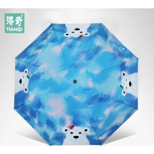 New Arrival Cute Bear Print Style Sun Compact Strong Windproof Umbrella Three Color Rain Fashion Women Umbrellas Paraguas