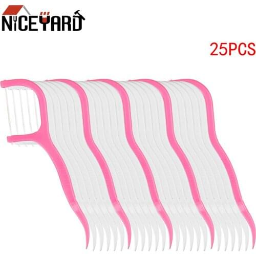 NICEYARD Plastic Tooth Picks Oral Care Toothpicks Dental Floss 25pcs/pack Toothpick Interdental Brush Teeth Cleaning Disposable