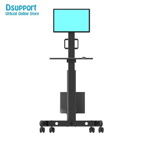 Full Rotation Free Lifting Floor Stand 17-32 inch Monitor Keyboard Tray Holder Monitor Stand With Computer Host Holder