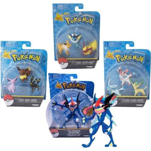 Genuine Tomy Pokemon Toys Action Pose Pocket Monster Collection MonColle Ash Greninja Pikachu Eevee Snorlax Figure