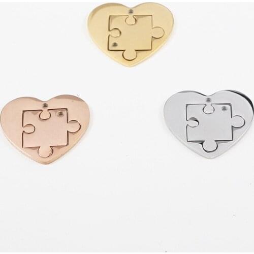 5pcs/Lot Mirror Polish Stainless Steel Puzzle Charms Pendant For DIY Jewelry Making Bracelet Necklace Accessories