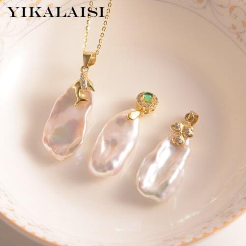 YIKALAISI 925 Sterling Silver Necklaces Jewelry For Women Baroque Good Luster Natural Freshwater Pearl Pendants 2021 Wholesales