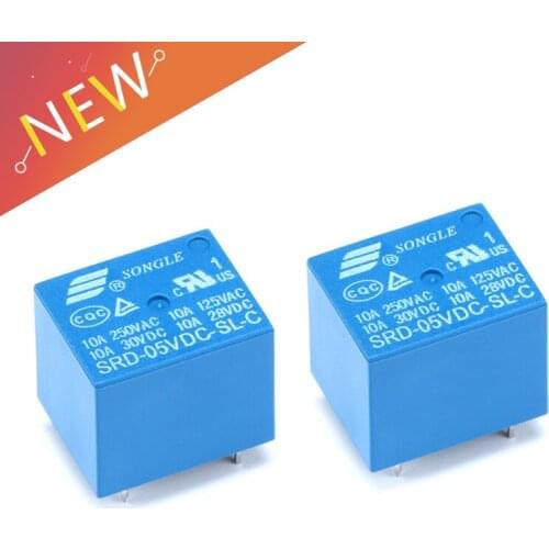 2pcs 5 Pins SRD-05VDC-SL-C 5VDC 10A 250VAC Power relay PCB Type T73-5V SRD-5VDC-SL-C 10A 125VAC