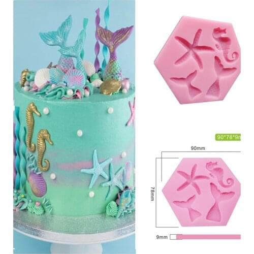 Handmade Fish Seaweed Silicone Cake Cookies Mold DIY Cake Border Fondant Sea Coral Cupcake Chocolate Moulds Cake Decorating Tool