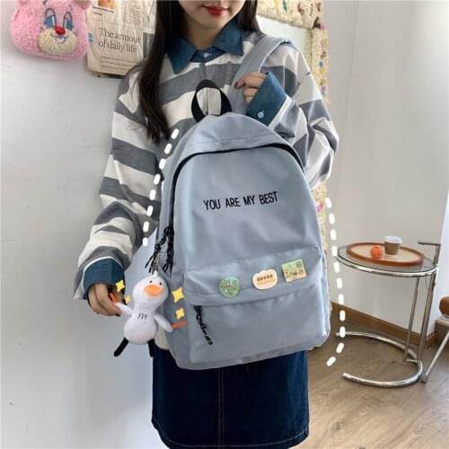2021 Letter Embroidery Unisex Backpack Lightweight Large College Student Teen Kid Schoolbag Sweet Confession Bag Gift for Girls