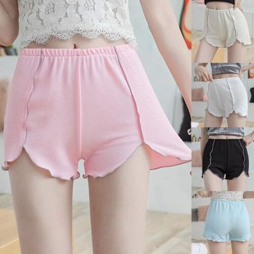 Women Elastic Large Size Thin Sexy Lace Trim Safety Pants Slim Short Silk Shorts High Waist Fashion Clothing Summer Short Female