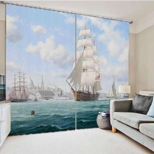 Nordic Curtains Customize Big ship Curtains For Living Room Bedroom Hotel Window Curtains Beautiful Decoration Blackout Curtains