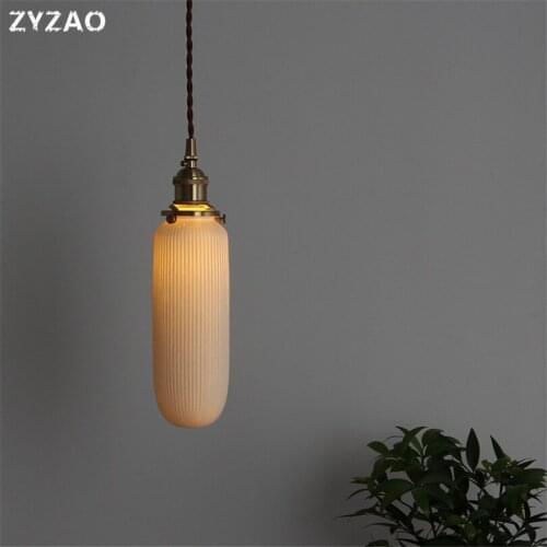 Nordic Simple Ceramic Hanglamp Industrial Retro Bedside Bedroom Pendant Lights Tea Room Restaurant Bar Cafe Kitchen Hanging Lamp
