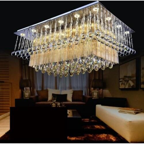Led ceiling crystal lamp rectangular lamps living room crystal luxury bedroom lamp LED lighting fixture led ceiling lighting
