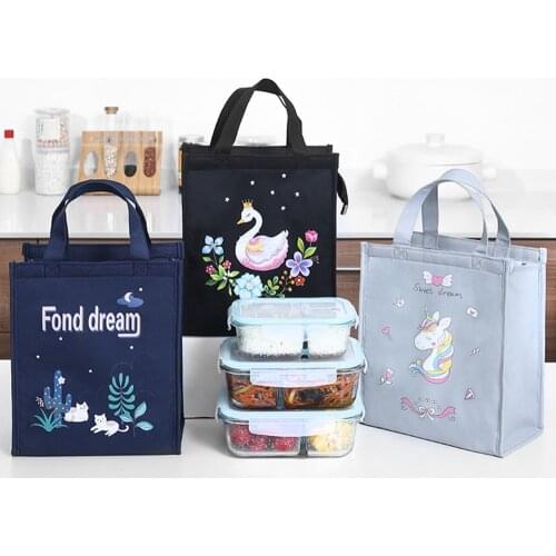 Cartoon Thermal Insulation Portable Bag Outdoor Thickened Bento Pouch Dinner Container Picnic Students Waterproof Lunch Bag