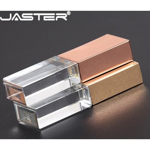 JASTER Crystal usb 2.0 custom logo 4GB 8GB 16GGB 32GB 64GB usb flash pendrive transparent glass