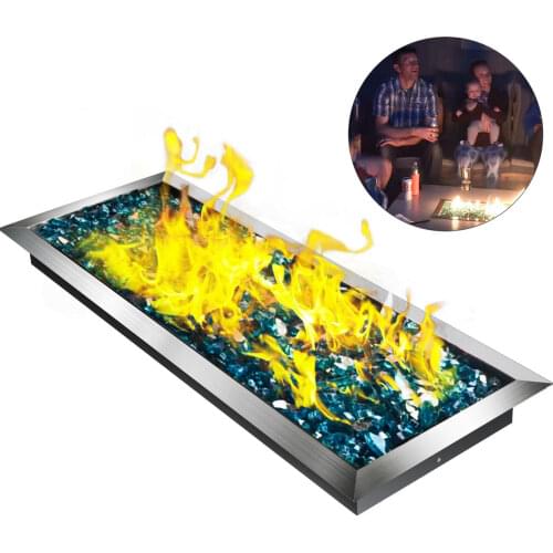 Fill-in Fire Pit Pan Burner Natural Gas Fire Pit Burner 24x8 Inch Fire Pit Pan 4.4 LBS Stainless Steel Fill in Pan Linear Fire P