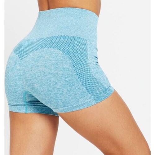 Womens Seamless High Waist Fitness Sport Yoga Shorts Elastic Push Up Tights Shorts Solid Running Workout Gym Leggings Sportwear